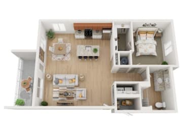 A2_one bed one bath Floorplan at Gibson Oaks, Lakeland, FL, 33809
