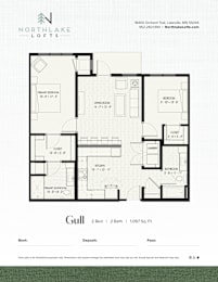 Floor Plan  A floor plan for a property rented by Northlake Lofts.