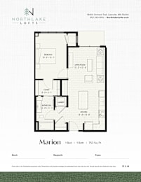 Floor Plan  A floor plan for a property rented by Northlake Lofts.