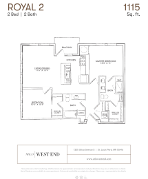 Floor Plan  a floor plan of a two bedroom apartment with a bathroom and a closet