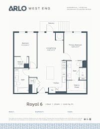 Floor Plan  A floor plan for a property named Royal 6 by Arlo West End.