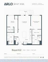 Floor Plan  A floor plan for a property rented by Arlo West End.