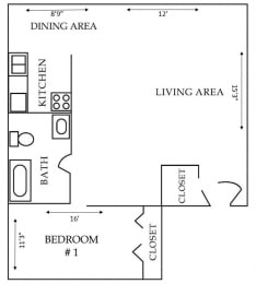  Floor Plan 1 Bedroom