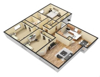 a floor plan with a bedroom and a living room