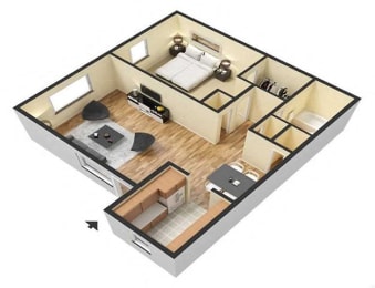  Floor Plan One Bedroom B
