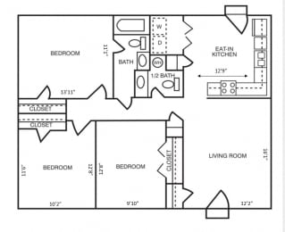  Floor Plan THREE BEDROOM