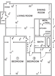  Floor Plan 2 Bedroom 1 Bath