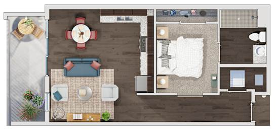 1 bedroom 1 bathroom floor plan Y at 20 Midtown, Birmingham, AL