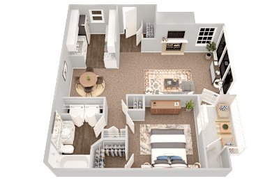 Floor Plan  Adair, one-bathroom, one-bathroom floor plan rendering at Summerchase at Riverchase Apartments