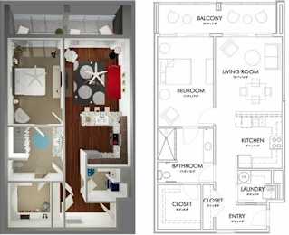 A1A Floor Plan at 20 Midtown, Alabama