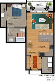 A2D Floor Plan at 20 Midtown, Birmingham, Alabama