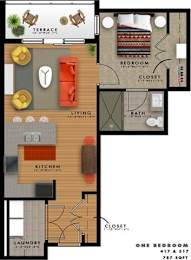 A2H Floor Plan at 20 Midtown, Alabama, 35233