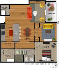 A2M2 Floor Plan at 20 Midtown, Birmingham, AL