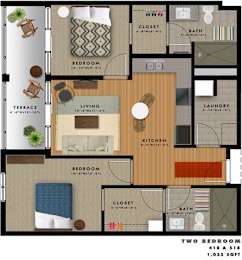 B2I Floor Plan at 20 Midtown, Birmingham, Alabama