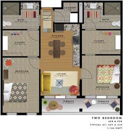 B2R Floor Plan at 20 Midtown, Birmingham, AL, 35233