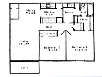 Floor Plan  Brookley Pointe Apartment Homes Mobile Alabama