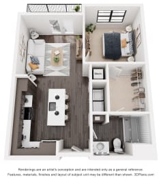 Floor Plan  1 bedroom floor plan at Artisan Flats in Birmingham, AL