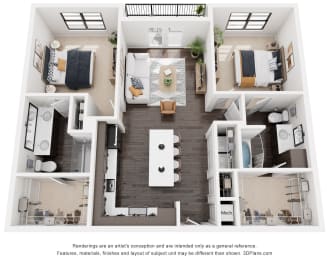 Floor Plan  2 bedroom floor plan at Artisan Flats in Birmingham, AL
