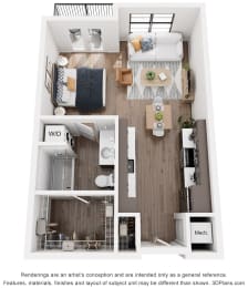 Floor Plan  studio floor plan at Artisan Flats in Birmingham, AL