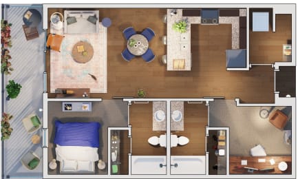 2 bedroom 2 bath Floor plan F at 20 Midtown, Alabama, 35233
