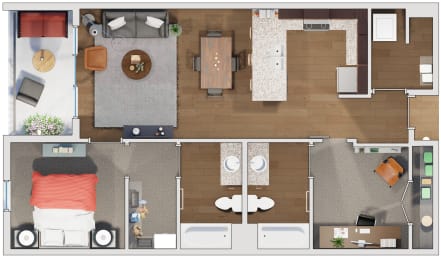 2 bedroom 2 bath Floor plan J at 20 Midtown, Birmingham, AL