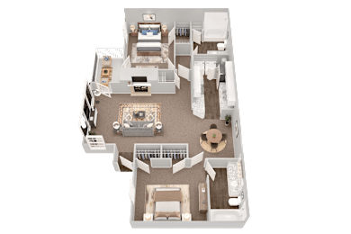 Floor Plan  Camelia, two-bedroom, two-bathroom floor plan rendering at Summerchase at Riverchase Apartments