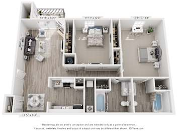 Floor Plan  Dogwood Floor Plan - Two bedroom, Two bathroom  at Grande View Apartments in Biloxi, MS