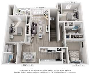 Floor Plan  Magnolia Floor Plan - Three bedroom, Two bathroom at Grande View Apartments in Biloxi, MS