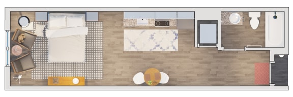 Studio  1 bathroom floor plan at 20 Midtown, Birmingham, AL, 35233