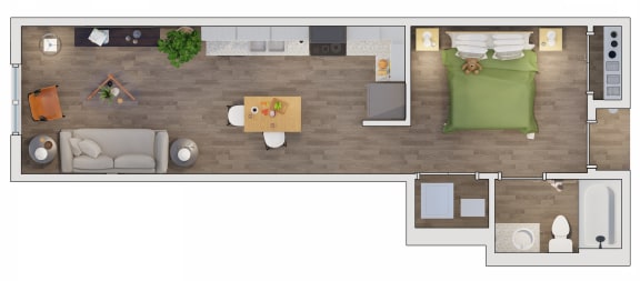 Studio  1 bathroom floor plan D at 20 Midtown, Birmingham