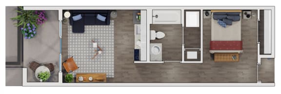 Studio  1 bathroom floor plan Cat 20 Midtown, Birmingham, Alabama