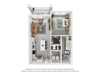 floor plan with one bedroom and one bathroom at Tapestry Palmera in St. Augustine, FL