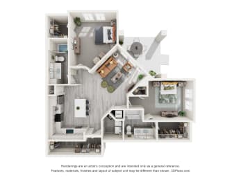 floor plan with two bedroom and two bathrooms at Tapestry Palmera in St. Augustine, FL