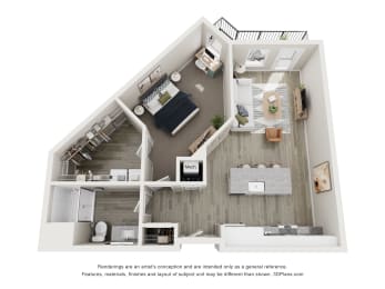 Floor Plan  3-D floor plan at The Fitzroy Apartments Homes in Birmingham Alabama