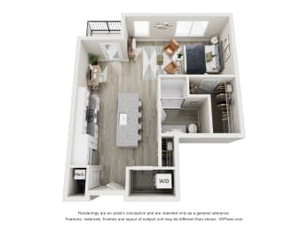 Floor Plan  3-D floor plan at The Fitzroy Apartments Homes in Birmingham Alabama