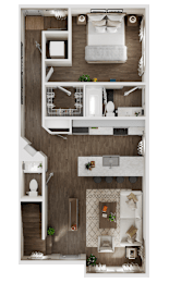 3-D rendering of a 2-bedroom, 2.5-bathroom townhouse at Turnberry Park Luxury Rental Homes in Gardendale, AL