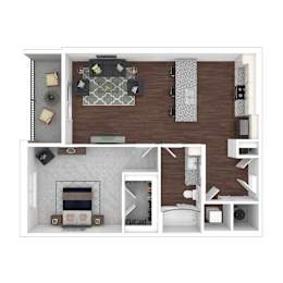 Floor Plan  3D artistic A1_Delaware floor plan at Wesely Place Apartments in Indianapolis, IN