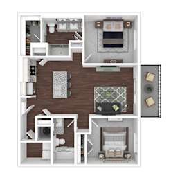 Floor Plan  3D artistic B5_Senate floor plan at Wesely Place Apartments in Indianapolis, IN