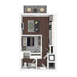Floor Plan  3D artistic S1_Peck floor plan at Wesely Place Apartments in Indianapolis, IN