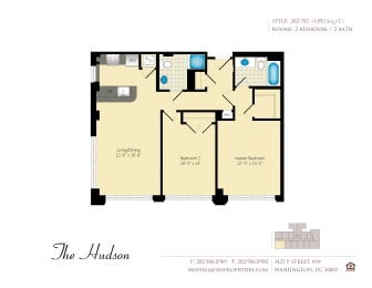 The Hudson 02 Floor Plan at The Hudson Apartments, Washington, DC, 20005