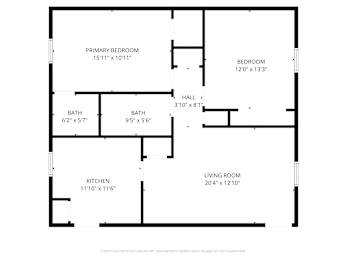 A black and white image of a floor plan for a house.