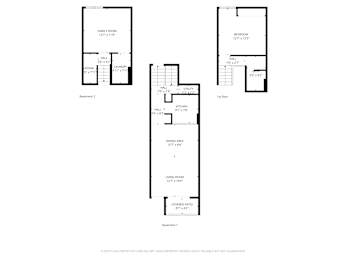 A floor plan for a home with three bedrooms, two bathrooms, and a garage.