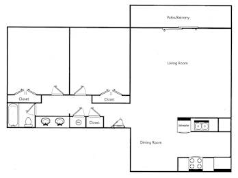 Floor Plan Two Bedroom One Bath Small