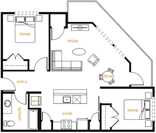  Floor Plan 2 Bedroom 1 Bathroom