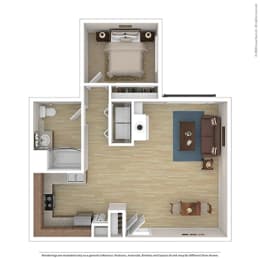  Floor Plan 1 Bed 1 Bath A1