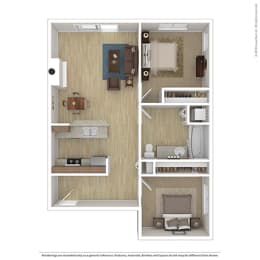 Floor Plan 2 Bed 1 Bath B1
