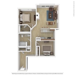  Floor Plan 2 Bed 1 Bath B3