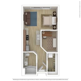  Floor Plan Studio 1 Bath S2