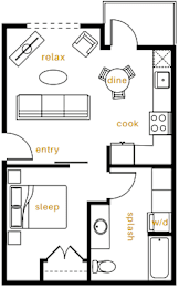  Floor Plan Open 1 Bedroom 1 Bathroom