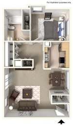  Floor Plan 1 Bed 1 Bath Carriage House